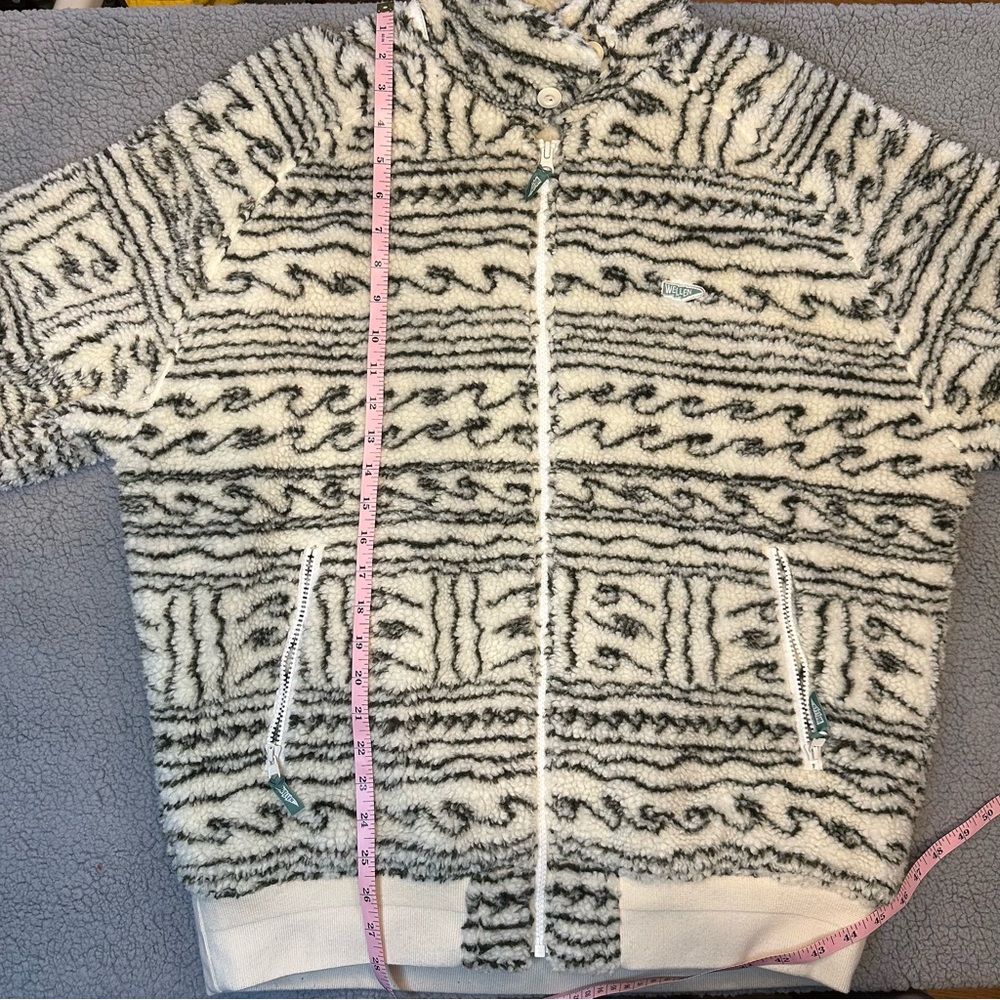 Wellen Dawn Patrol Quilted Fleece Jacket Large Black White Wind Resistant - Picture 7 of 9